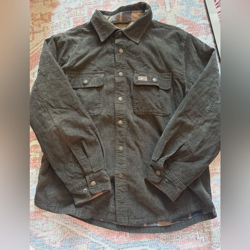 Men winter corduroy button up with warm flannel lining